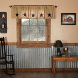 Burlap with Black Stencil Stars Valance