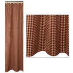 Country Primitive Small Burgundy Check Shower Curtain