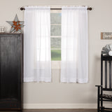 Country Farmhouse White Sheer Ruffled Curtain Panels