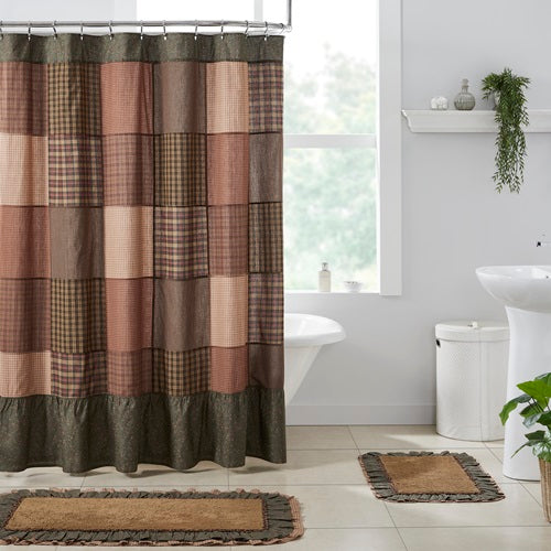 Country Primitive Crosswoods Patchwork Shower Curtain