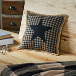 Country Primitive Black Check Star Pillow 12"