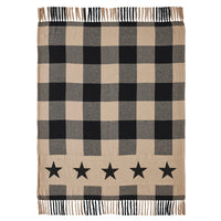 Country Primitive Black Check Star Woven Throw