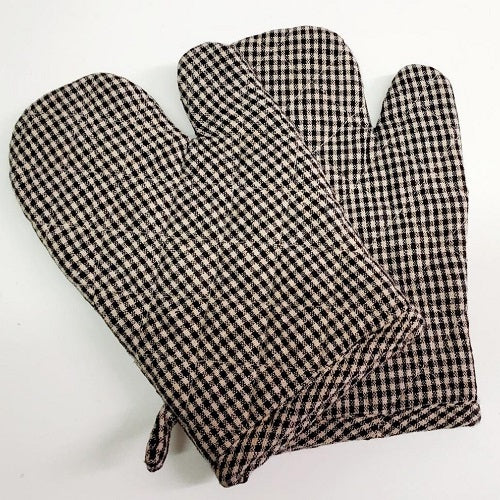 Black Gingham Check Oven Mitts