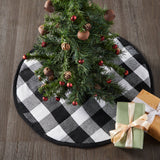 Country Farmhouse Annie Black White Check Christmas Tree Skirt
