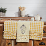Country Farmhouse Buzzy Bees Ruffled Tea Towel Set of 3