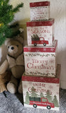 Country Primitive Farmhouse Christmas Truck Nesting Boxes Red & White