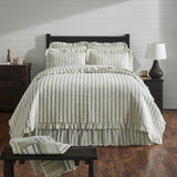 Country Farmhouse Finders Keepers Ruffled Ticking Stripe Quilt