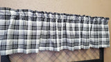 Country Primitive Black and Gray Plaid Homespun Valance