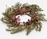 Country Primitive Holiday Pine Christmas Wreath 12"