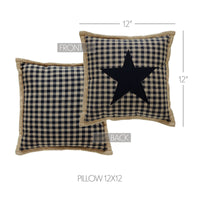 Country Primitive Black Check Star Pillow 12"