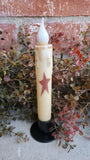 Country Primitive Red Star Timer Taper Candle 7"