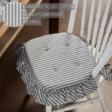 Country Farmhouse Sawyer Mill Black Ticking Stripe Ruffled Chair Pad