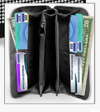 Country Western Bling Silver Black Rhinestone Strip Wallet