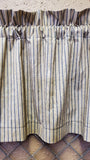 Handmade Country Primitive Blue Tea Stained Ticking Valance