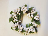 Set of 2 Country Primitive White Pip Berry Taper Candle Rings 1.5"