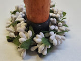 Set of 2 Country Primitive White Pip Berry Taper Candle Rings 1.5"