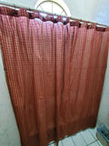 Handmade Country Primitive Burgundy Plaid Homespun Shower Curtain