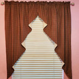 Primitive Burgundy and Green Plaid Homespun Romantic Swags