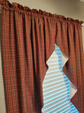 Primitive Burgundy and Green Plaid Homespun Romantic Swags