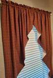 Primitive Burgundy and Green Plaid Homespun Romantic Swags