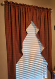 Primitive Burgundy and Green Plaid Homespun Romantic Swags
