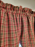 Primitive Burgundy and Green Plaid Homespun Romantic Swags