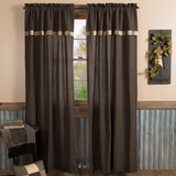 Country Primitive Kettle Grove Curtains with Attached Valance Block Border - BJS Country Charm