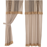 Country Sawyer Mill Charcoal Panel Curtain with Attached Patchwork Valance - BJS Country Charm