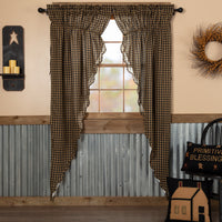 Black Check Scalloped Prairie Swags - BJS Country Charm