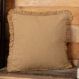 Burlap Natural Pillow w Fringed Ruffle - BJS Country Charm