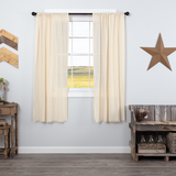 Country Farmhouse Tobacco Cloth Natural Curtain Panels Fringed - BJS Country Charm