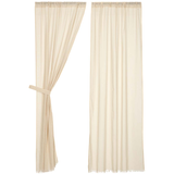 Country Farmhouse Tobacco Cloth Natural Curtain Panels Fringed - BJS Country Charm