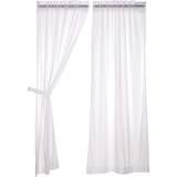 Country Farmhouse White Sheer Ruffled Curtain Panels - BJS Country Charm