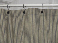 Handmade Country Primitive Blue Tea Stained Ticking Shower Curtain - BJS Country Charm