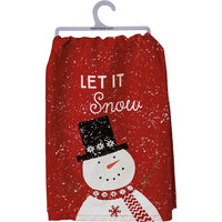 Country Primitive Let it Snow Snowman Christmas Dish Towel