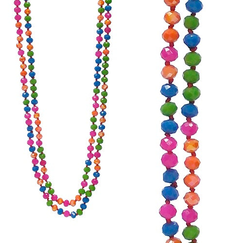 Multi Colored 8mm Faceted Beaded Necklace 60"