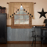 Burlap Black Stencil Stars Prairie Swags