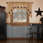 Rustic Country Primitive Burlap w Black Star Swag Sets