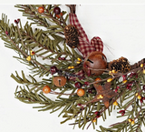 Country Primitive Holiday Pine Christmas Wreath 12"