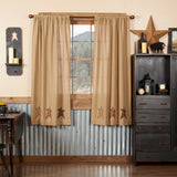 Primitive Stratton Burlap Applique Star Curtain Panels