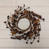 2.5" Pip Berry Candle Ring with Stars Black Burgundy and Tan