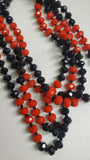 Red & Black Crystal Faceted Bead Necklace 60"