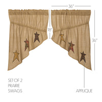 Stratton Burlap Applique Star Prairie Swags