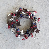 Patriotic Pip Berry Candle Ring With Rusty Stars Country Mix 2"