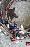 Patriotic Pip Berry Candle Ring With Rusty Stars Country Mix 2"