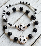 2 Pc Beaded Soccer Stretch Bracelets
