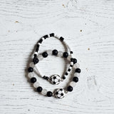 2 Pc Beaded Soccer Stretch Bracelets