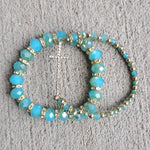 2pc rhinestone cross stretch bracelet