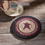 Country Primitive Connell Braided Trivet Stenciled Star 8 inch