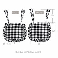 Annie Buffalo Check Black Ruffled Chair Pad